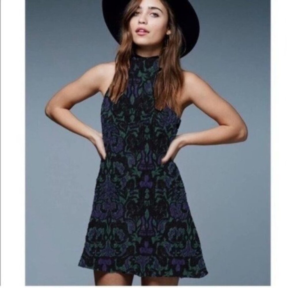Free People Mini Amelia Jacquard Mockneck Halter Dress